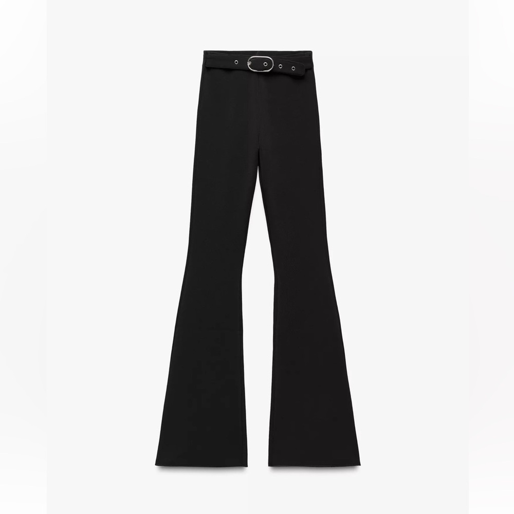 Zara Stylish Black Flared Pants with Belt